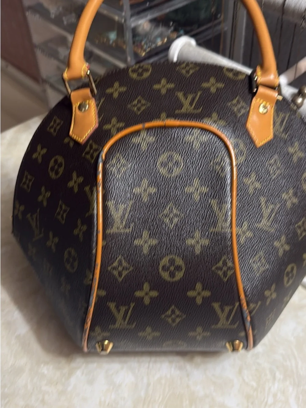Louis Vuitton Monogram Dome Satchel with Tan Trim